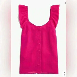 NWT J. Crew Factory Button Up Tank with Ruffle Sleeves size 6